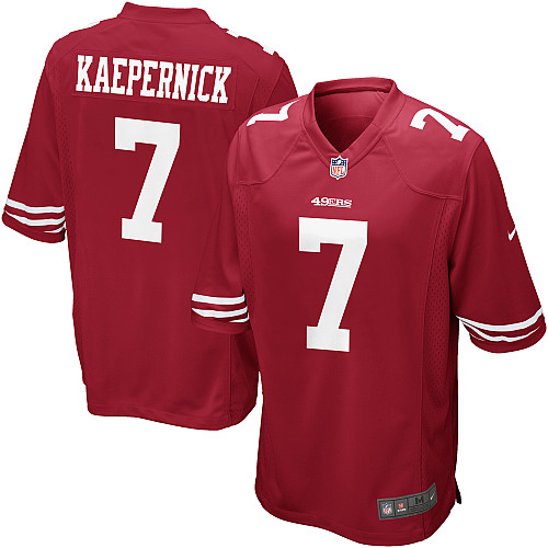 Men's Game Colin Kaepernick Nike Jersey Red Home - #7 NFL San Francisco 49ers